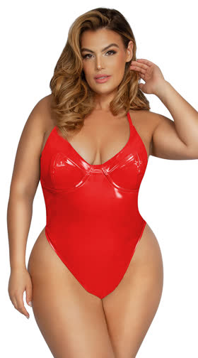 Plus Size Padded Vinyl Bodysuit
