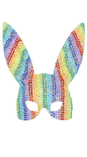 Rainbow Jewel and Sequin Rabbit Mask