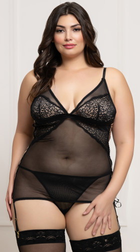Lace Up Chemise Set