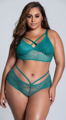 Plus Size Lace Lattice Bikini Panty