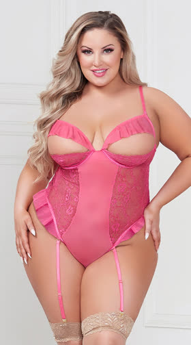 Plus Size Irresistible Tease Garter Teddy