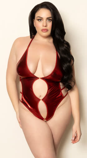 Plus Size Crotchless Keyhole Teddy
