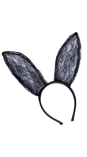 Black Lace Bunny Ear Headband