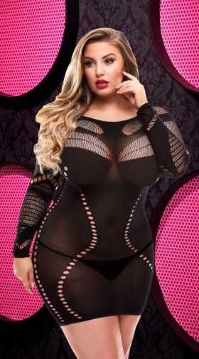 Plus Size Long Sleeve Mini Dress
