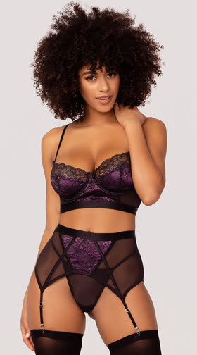 Midnight Beauty Bra and Garter Set
