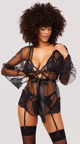 Bare It All Mesh Marabou Robe