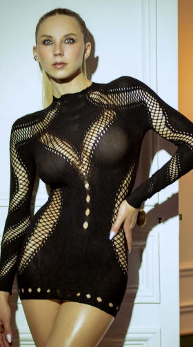 Unforgettable Siren Fishnet and Mesh Mini Dress