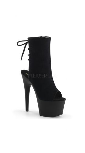 7 Inch Heel Lace Up Peep Toe Bootie