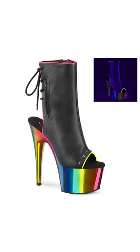 Blk Faux Leather/Rainbow Chrome