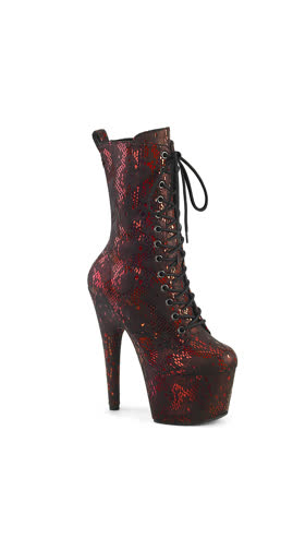Red Metallic Snake Print Fabric/M