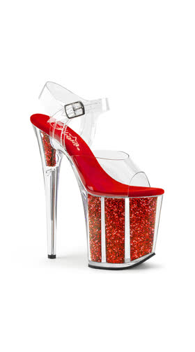 Clear/Red Glitter