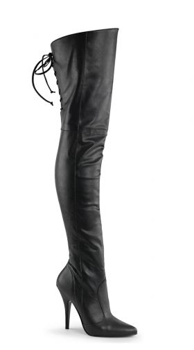 5 Inch Lace Up Thigh High Leather Boot