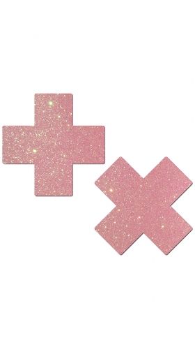 Baby Pink Glittery Cross Pasties