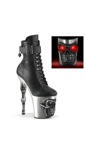 Blk Faux Leather/Slv Matte-Rubbed Blk