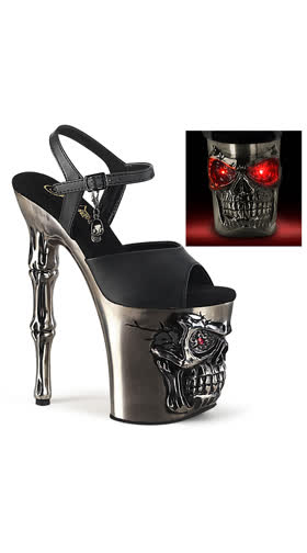 Blk Faux Leather/Satin Pewter Chrome