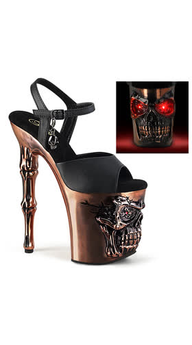 Blk Faux Leather/Satin Copper Chrome