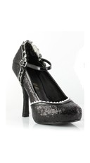 Glitter Mary Jane Pump with Lace Trim