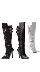 Quilted Knee High Studded Boot with Buckles
