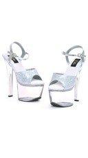 7" Heel Silver Glitter Sandal