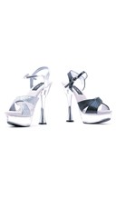 6" Silver Cone Heel Glitter Sandal