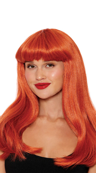 Long Auburn Wig with Bangs