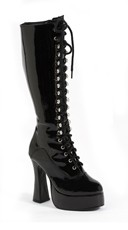 5" Heel Lace Up Knee Boots with Zipper