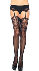 Intricate Lace and Fishnet Thigh High Stockings