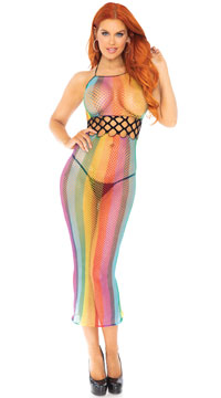 Rainbow Halter Midi Dress