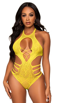 Seamless Cut-Out Lace Bodysuit