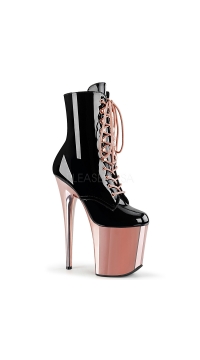 8 Inch Patent Chrome Lace-Up Ankle Bootie