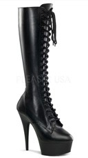 6 Inch Lace-up Stretch Platform Knee Boot with Side Zipper