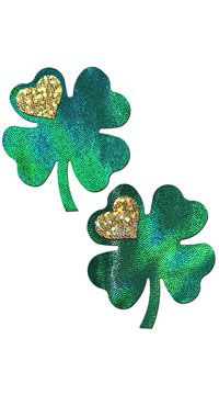 Heart of Gold Holographic Shamrock Pasties