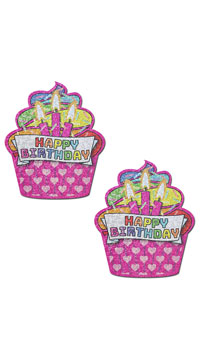 Glitter Happy Birthday Cupcake Pasties