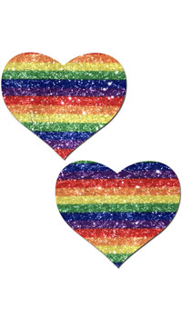 Glittering Double Rainbow Heart Pasties