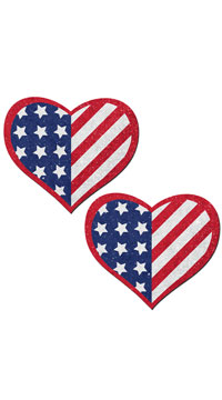 Patriotic American Flag Heart Pasties