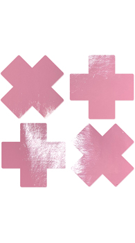 Petite Pink Vinyl Cross Pasties 2-Pack