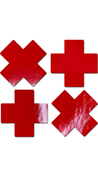 Petite Red Vinyl Cross Pasties 2-Pack