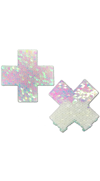 Flip Sequin Pearl and White Cross Pasties