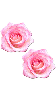 Pink Glittering Velvet Rose Flower Pasties