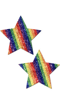 Glittering Double Rainbow Star Pasties