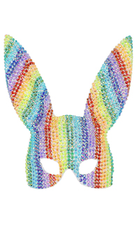 Rainbow Jewel and Sequin Rabbit Mask