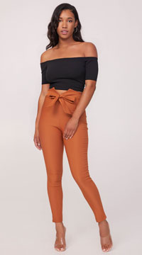 Fitted High Waisted Bow Pants