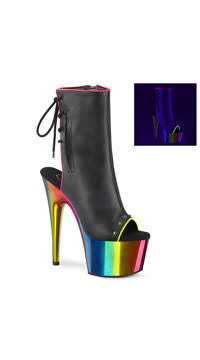  - Blk Faux Leather/Rainbow Chrome