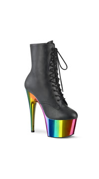  - Blk Faux Leather/Rainbow Chrome