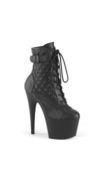 7" Heel, 2 3/4" PF Buckled Lace-Up Ankle Boot, Side Zip