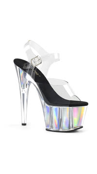 7" Heel, 2 3/4" PF Ankle Strap Sandal w/ Hologram Inserts