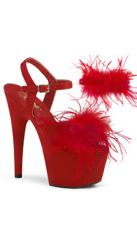  - Red Faux Suede-Feather/Red Faux Suede