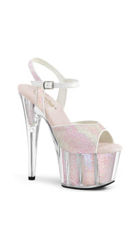 **7" Heel, 2 3/4" PF Ankle Strap Sandal w/Glitter Inserts