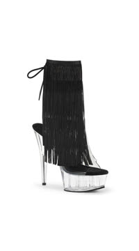 *6" Heel, 1 3/4" PF Open Toe/Heel Threaded Fringe Ankle Boot