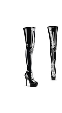 *6" Heel, 1 3/4" PF Stretch Thigh Boot w/Bone, Inside Zip